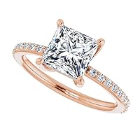 1 CT Princess Cut Colorless Moissanite Wedding Ring, Bridal Ring Set, Engagement Ring, Solid Gold Sterling Silver, Anniversary Ring, Promise Rings, Perfect for Gifts or As You Want Cocktail Rings For Her