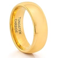 Roberto Ferrini Design 4MM Tungsten Carbide Ladies/Mens/Unisex Classic Styled Polished Gold Plated Comfort Fit Wedding Band Ring (Available Sizes 4-11 Including Half Sizes)