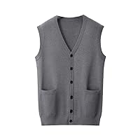 Men's Front Pocket Sweater Vest Spring Business Casual Plus Size Loose V-Neck Vest