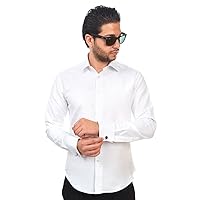 Slim fit Solid White French Cuff Dress Shirt
