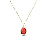 14K Gold Ruby Necklace, Dainty initial ruby pendant, 14k solid gold ruby necklace, Minimalist ruby pendant