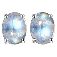 Natural Multi Gemstones 7x9 mm Oval 925 Sterling Silver Fashion Designer Stud Earrings For Women & Men Handmade Stud Earrings Party Jewelry