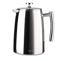 Secura French Press Coffee Maker, 50-Ounce, 18/10 Stainless Steel Insulated Coffee Press with Extra Screen