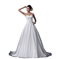 Simple Elegant Ivory Organza Sweetheart Chapel Train Wedding Dress