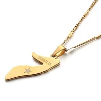 Stainless Steel Somalia Map Flag Gold Color Necklace Africa Map Pendant Jewelry