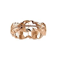 Certified Leaf Design Diamond Ring in 18K White/Yellow/Rose Plain Gold Wedding Band Ring for Women | Bridal Ring for Her | Anniversary Ring for Couple | Promise Ring for Her (Leaf Shape, 6.13 gms)