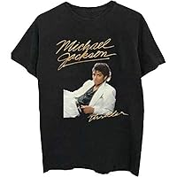 Michael Jackson Men's Thriller White Suit Slim Fit T-Shirt Black