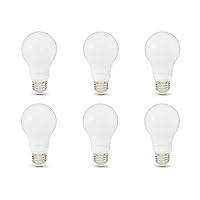 Amazon Basics A19 LED Light Bulb, 75 Watt Equivalent, Energy Efficient 12W, E26 Standard Base, Soft White 2700K, Dimmable, 10,000 Hour Lifetime , 6-Pack
