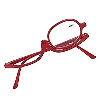 Zunate Makeup Glasses Single Lens, Rotatable Flip Down Lens Make up Eyeglasses, Readers Magnifier Eyeglasses for Women, Red(+2.50)
