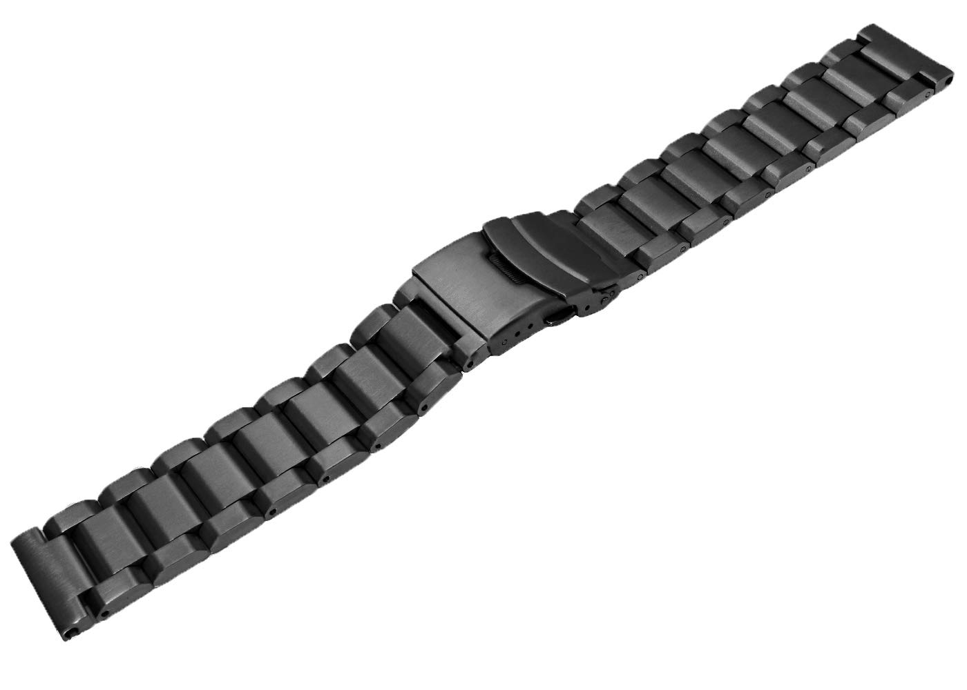 SINAIKE Brush Matte Finish Metal Watch Band Stainless Steel Bracelet Straps 18mm/20mm/22mm/24mm Double Buckle Black or Silver