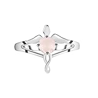 RKGEMSS Rose Quartz Angel Ring, Dainty Silver Ring, Minimalist Ring, Alternative Engagement Ring,925 Sterling Silver Ring, Promise Ring, Gift Women, Love Ring