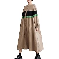 Mohokyo Women's Shirt Dress, Long Dress, Long Shirt, Coat, Blouse, Long, Mid-Calf Length, Tunic, Docking, Switchable, Casual, Loose, Body Cover, Spring and Autumn