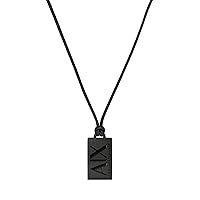 A｜X ARMANI EXCHANGE Men's Stainless Steel and Black Dog Tag Necklace (Model: AXG0069040)