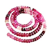 Kashish Gems & Jewels Natural Shaded Ruby Gemstone Faceted Beads | Ruby Rondelles Beads | Precious Gemstone Necklace Size 4-5.50 MM 15