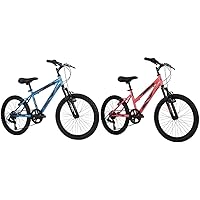 Huffy Kids Hardtail Mountain Bike for Boys, Stone Mountain 20 inch 6-Speed, Metallic Cyan (73808) & Kids Hardtail Mountain Bike for Girls, Stone Mountain 20