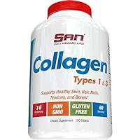 SAN’s Collagen -Pure Collagen Types 1 & 3, Beauty Builder-Promotes Healthy Skin Hair & Nails – Bone & Joint Support, 60 Servings