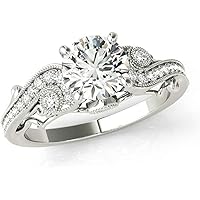 Moissanite Star Moissanite Ring Round 1.0 CT, Moissanite Engagement Ring/Moissanite Wedding Ring/Moissanite Bridal Ring Set, Sterling Silver Rings, Perfact Gift, Jewelry