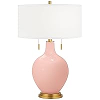 Color + Plus Rose Pink Toby Brass Accents Table Lamp