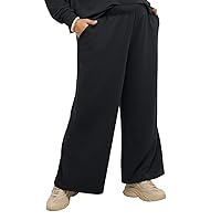 Hanes Womens Originals Plus Size Palazzo Pants, Brushed Fleece Sweatpants, Flare Leg, 28.5