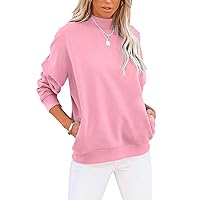 TICTICMIMI Women's Casual Long Sleeve Sweatshirt Tops Mock Turtleneck Lightweight Tunic Fall Pullover with Pocket