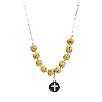 Cross Aroma Rock Beads Titanium Steel Diffuser Necklace Colors Option