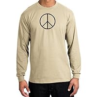 Basic Peace Black Sign Symbol Adult Long Sleeve Tee Shirt T-Shirt - Sand