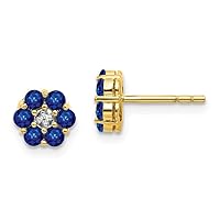 14ct and Rhodium Sapphire And Diamond Post Earrings Measures 6x6mm Wide Jewelry for Women