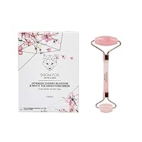 Snow Fox Pink Spring Set - Japanese Cherry Blossom & White Tea Smoothing Masks with Rose Quartz Facial Roller