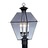 Livex Lighting 2384-04 Westover 3 Light Outdoor Black Finish Solid Brass Wall Lantern with Clear Beveled Glass, 22
