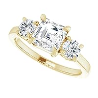 14K Solid Yellow Gold Handmade Engagement Ring 1.00 CT Asscher Cut Moissanite Diamond Solitaire Wedding/Bridal Ring for Woman/Her Perfect Ring