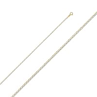 14k Gold 1.5mm Flat Mariner With Rhodium Pave Chain Necklace Jewelry for Women - Length Options: 16 18 20 22 24