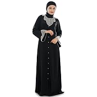 Women's Islamic Clothing Hifja Hand Embroidered Burqa in Black