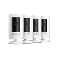 Ring Stick Up Cam Battery | Weather-Resistant Outdoor Camera, Live View, Color Night Vision, Two-way Talk, Motion alerts, Works with Alexa | 4-Pack | White