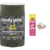 BodyGlide Outdoor Anti Chafe Balm 1.5oz: Fragrance free anti chafing stick & Dr. Scholl's Moleskin Padding ROLL, 1 roll // Thin, Flexible Cushioning & Pain Relief