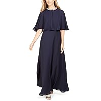 Calvin Klein Women's Sleeveless Gown with Attached Caplet