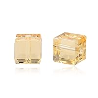 50pcs Adabele Austrian 4mm (0.16 Inch) Small Faceted Loose Cube Crystal Beads Golden Yellow Champagne Compatible with Swarovski Crystals Preciosa 5601 SSC428