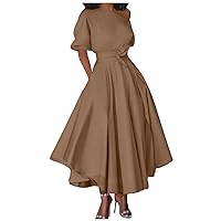 Long Flowy Dress for Women Summer Semi Formal Dresses One Shoulder Lace-Up High Waist A Line Elegant Evening Dress