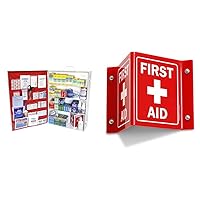 Rapid Care First Aid 80099 4 Shelf All Purpose First Aid Kit Cabinet, Class A+ & SmartSign - S2-0298-RD-AV-06 “First Aid” Projecting Sign | 5