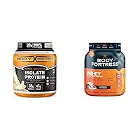 Body Fortress Super Advanced Isolate Protein Powder, Gluten Free, Vanilla Creme Flavored, 1.5 Lb & 100% Whey, Premium Protein Powder, Cookies N' Cream, 1.78lbs (Packaging May Vary)