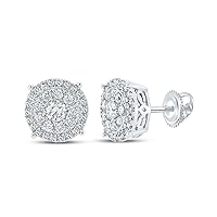 The Diamond Deal 14kt White Gold Mens Round Diamond Cluster Earrings 5/8 Cttw