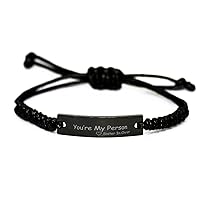 Black Rope Bracelet From Sister In Christ, You're My Person, Birthday Christmas Motivational Inspirational Gifts Support Love Gifts Engraved Bracelet For Men Women