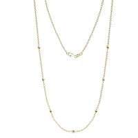 7 Station Citrine & Natural Diamond Cable Petite Necklace 0.16 ctw 14K Yellow Gold
