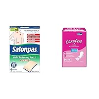 Salonpas Pain Relieving Patch, Large 6 Count and Carefree Panty Liners, Regular Liners, Unscented 54 Count