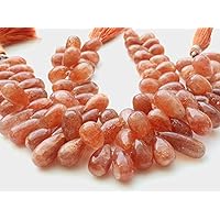 1 Strand Natural Sunstone Plain Teardrop Beads, Sunstone Drop Briolettes, Sunstone Necklace, Oregon Sunstone, 7x10mm - 8x11mm 8