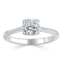 Genuine Gold Engagement Rings with 1ct Cushion Lab Moissanite for Women 10/14/18 Carats Solitaire Rings Name Custom