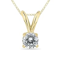 1/10 Carat Round Diamond Solitaire Pendant Available in 14K Yellow or White Gold