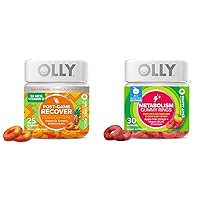 OLLY Post-Game Recovery Gummy Rings 25 Count and Metabolism Gummy Rings Apple Cider Vinegar 30 Count Bundle