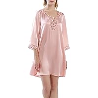 Women's Luxury Silk Sleepwear hand crafted ¾ sleeves 100% Silk Nightgown Sleep Dress
