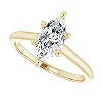 10K Solid Yellow Gold Handmade Engagement Ring 1.50 CT Marquise Cut Moissanite Diamond Solitaire Wedding/Bridal Ring for Woman/Her Bridal Rings