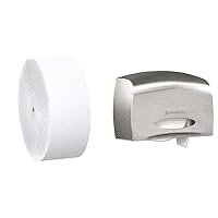 Scott Essential Jumbo Roll JR. Coreless Toilet Paper (07005), with Scott Pro Jumbo Roll (JRT) Coreless Toilet Paper Dispenser (09601), Stainless Steel
